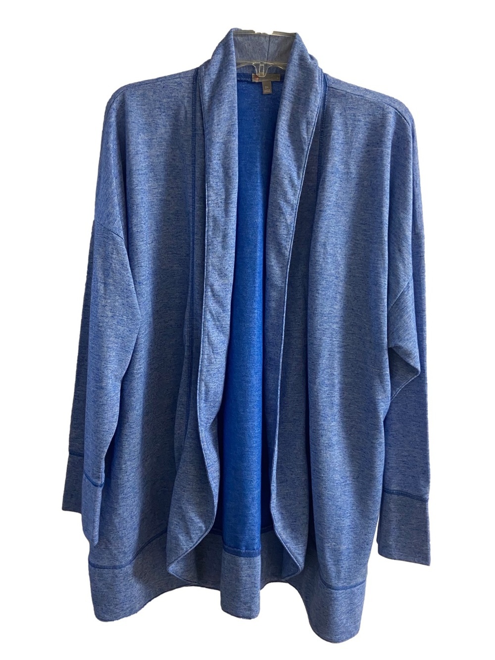 T By Talbots Blue Heathered Open Front Cardigan Sweatshirt Large